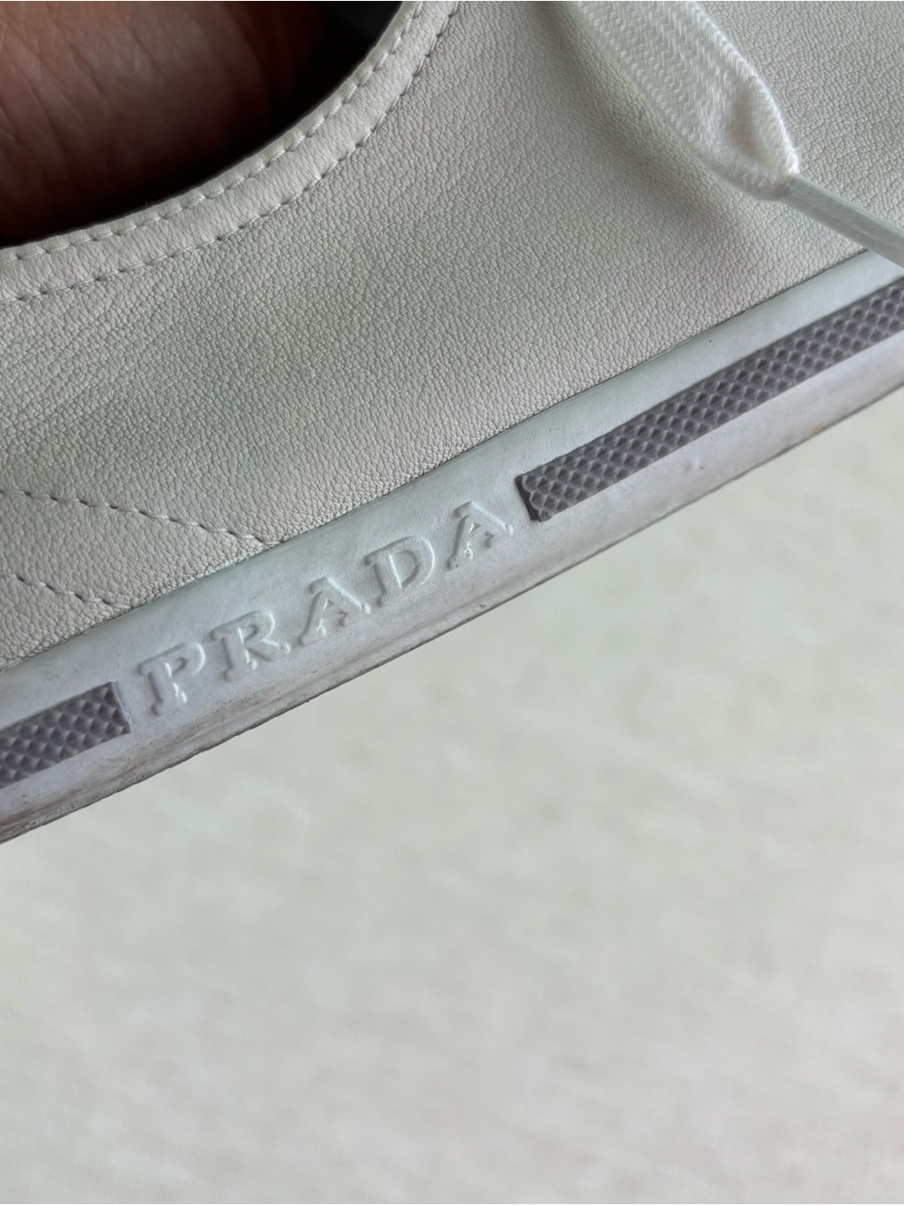 Prada women's size 38.5 White Leather low top Sneakers with Red Stripe Detail - Picture 10 of 16